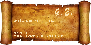 Goldhammer Ernő névjegykártya